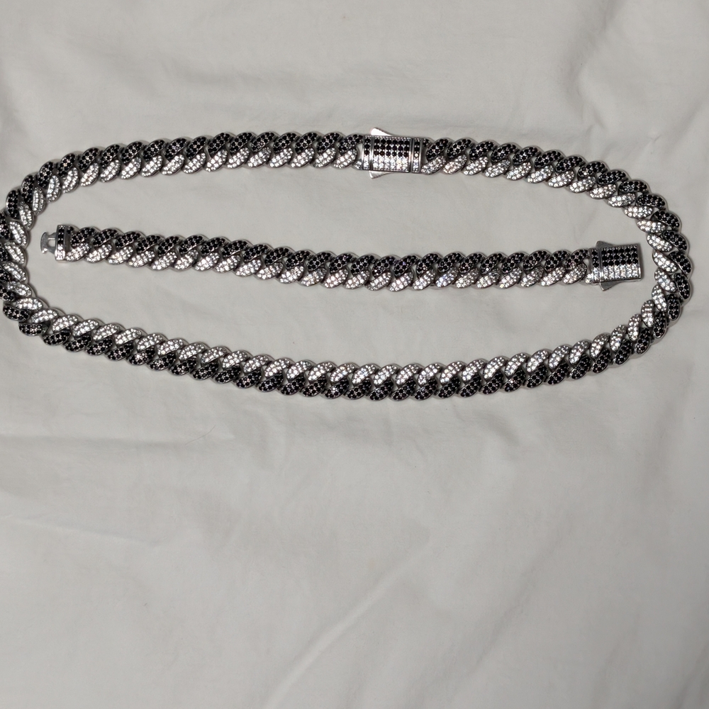 Men's Black and Silver Braided Necklace